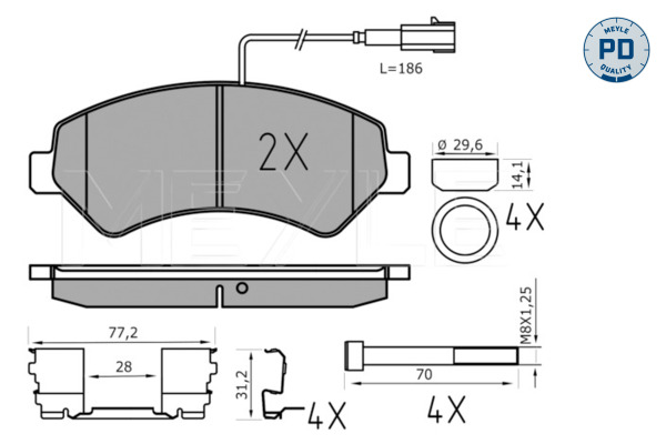 Placute frana MEYLE 0252446619-1/PD