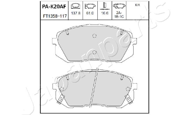 Placute frana JAPANPARTS PA-K20AF