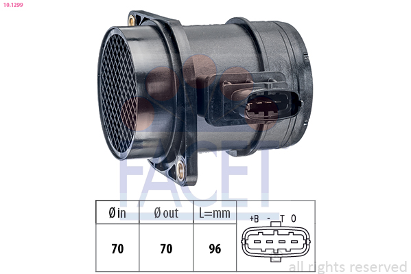 Senzor debit aer FIAT GRANDE PUNTO (199_) 1.3 D Multijet  diesel 75 cai FACET 10.1299