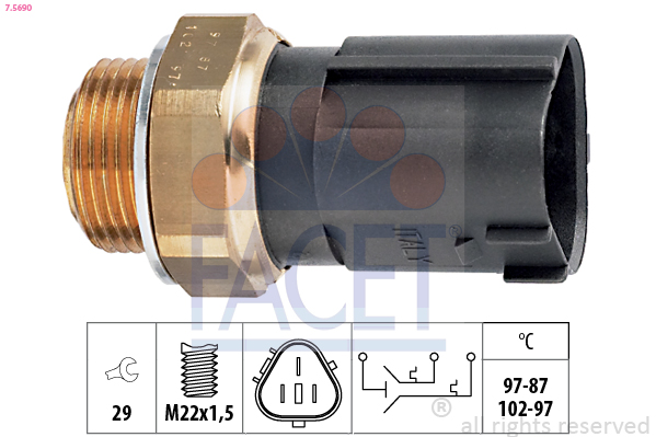 Comutator temperatura ventilator radiator SKODA FABIA I (6Y2) 1.9 SDI  diesel 64 cai FACET 7.5690