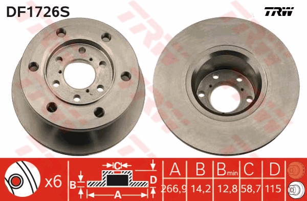 Disc frana TRW DF1726S