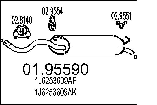 Toba esapament finala VW GOLF IV (1J1) 1.4 16V  benzina 75 cai MTS 01.95590