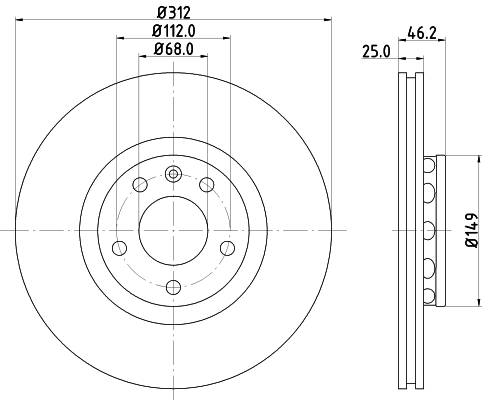 Disc frana HELLA 8DD 355 127-571