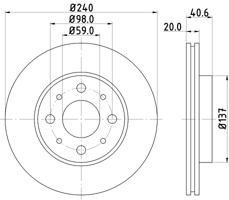Disc frana HELLA 8DD355109-121