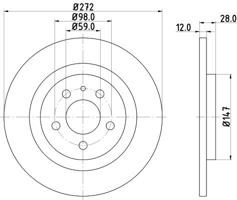 Disc frana HELLA 8DD355109-151