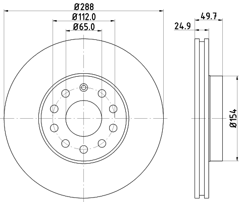Disc frana HELLA 8DD355128-001