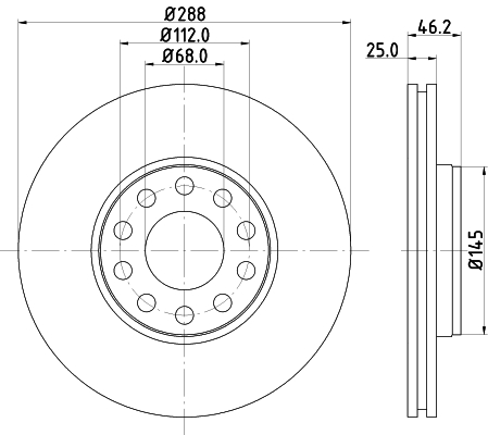Disc frana HELLA 8DD355128-011