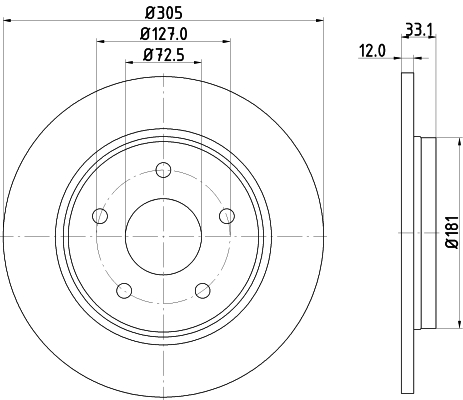 Disc frana HELLA 8DD355129-001
