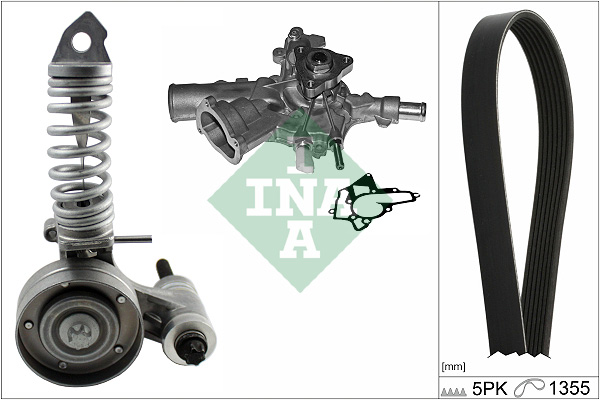 Pompa apa + Set curea transmisie cu caneluri OPEL CORSA D (S07) 1.2 (L08, L68)  benzina 80 cai INA 529029731