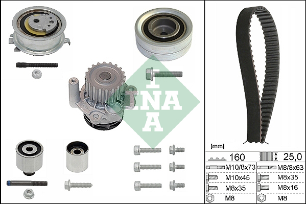 Set pompa apa + curea dintata VW POLO V (6R1, 6C1) 1.2 TDI  diesel 75 cai INA 530055032
