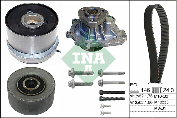 Set pompa apa + curea dintata OPEL ASTRA J (P10) 1.6 Turbo (68)  benzina 180 cai INA 530072430