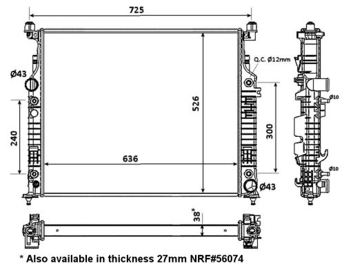 Radiator racire motor MERCEDES-BENZ M-CLASS (W164) ML 320 CDI 4-matic (164.122)  diesel 224 cai NRF 53936