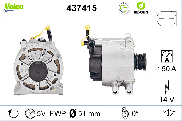 Alternator MERCEDES-BENZ A-CLASS (W168) A 170 CDI (168.009, 168.109) diesel 95 cai VALEO 437415