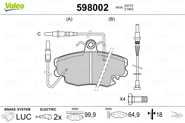 Placute frana VALEO 598002