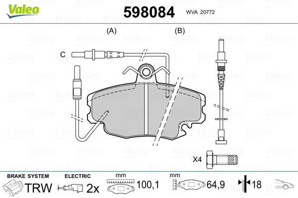 Placute frana VALEO 598084