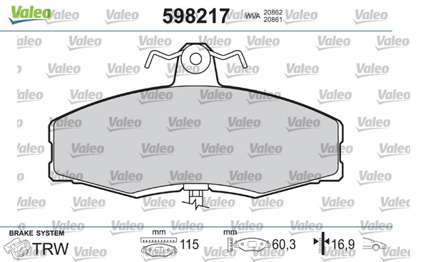 Placute frana VALEO 598217