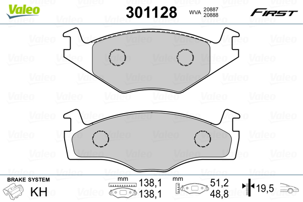 Placute frana VALEO 301128