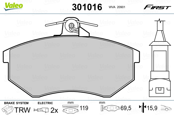 Placute frana VALEO 301016