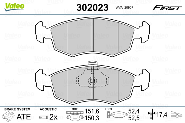 Placute frana VALEO 302023