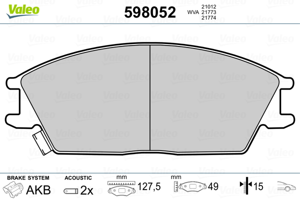 Placute frana VALEO 598052