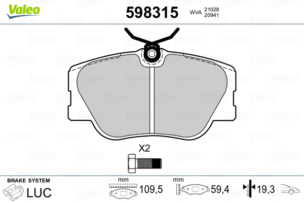 Placute frana VALEO 598315