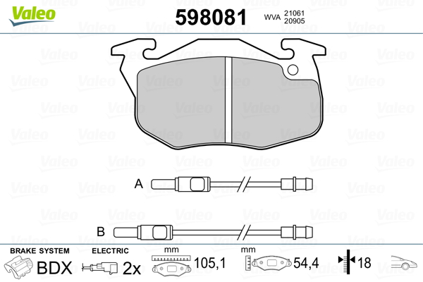 Placute frana VALEO 598081