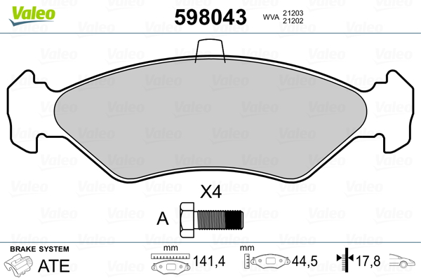 Placute frana VALEO 598043