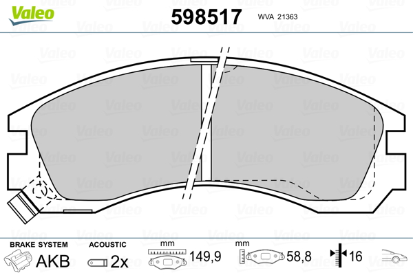Placute frana VALEO 598517