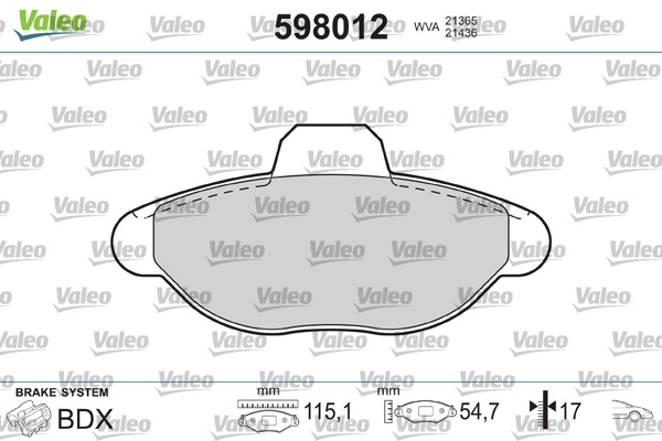 Placute frana VALEO 598012