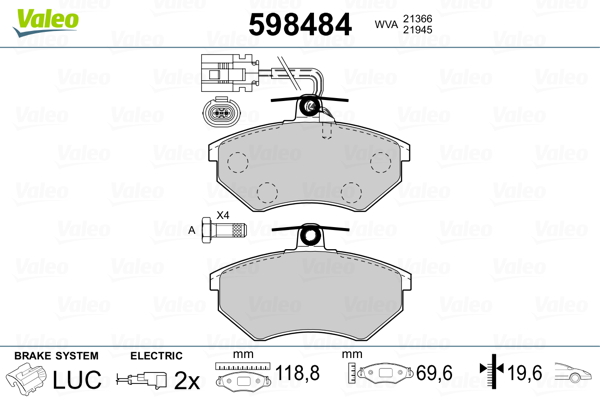 Placute frana VALEO 598484
