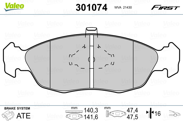 Placute frana VALEO 301074