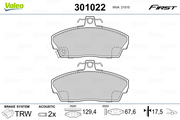 Placute frana VALEO 301022