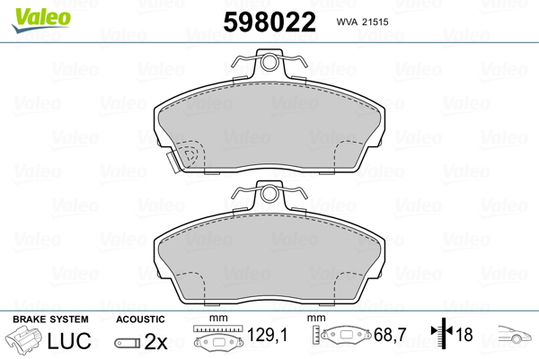 Placute frana VALEO 598022