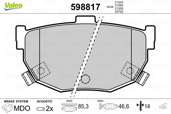 Placute frana VALEO 598817