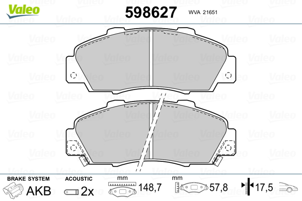Placute frana VALEO 598627