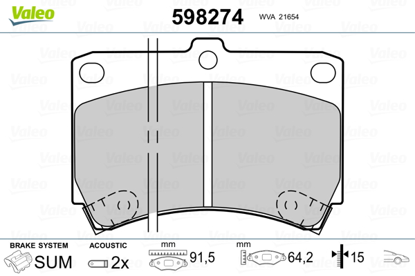 Placute frana VALEO 598274