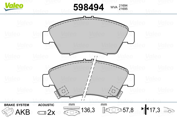 Placute frana VALEO 598494