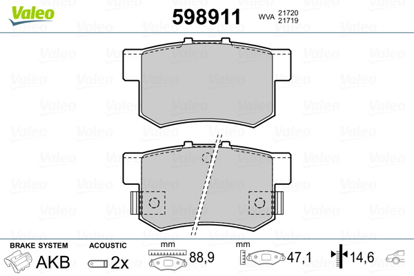 Placute frana VALEO 598911