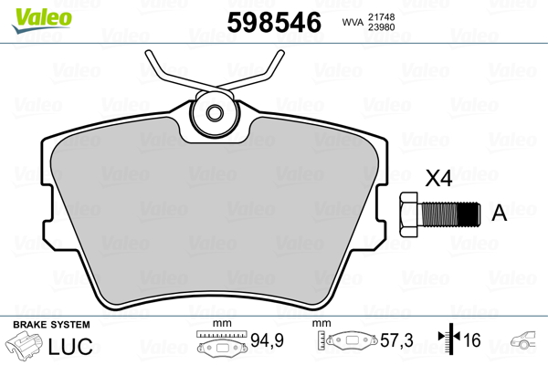 Placute frana VALEO 598546