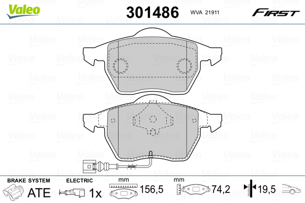 Placute frana VALEO 301486