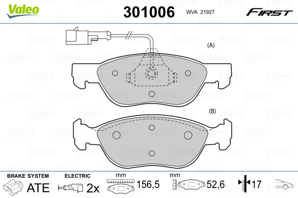 Placute frana VALEO 301006