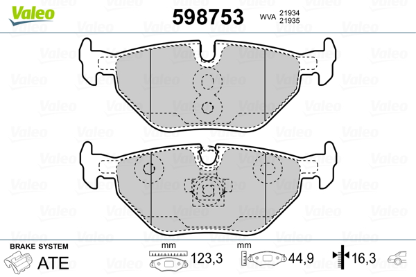 Placute frana VALEO 598753