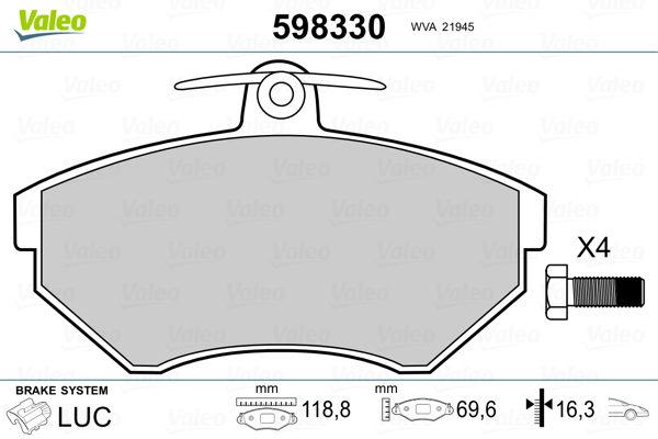 Placute frana VALEO 598330