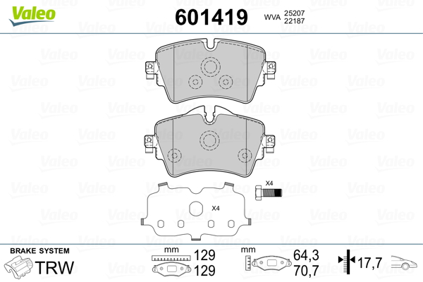 Placute frana VALEO 601419