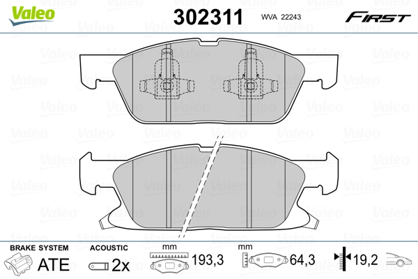 Placute frana VALEO 302311