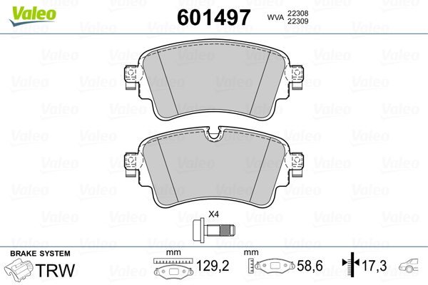Placute frana VALEO 601497