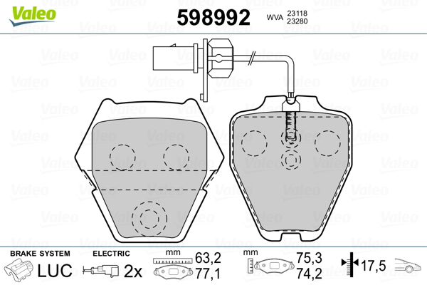 Placute frana VALEO 598992