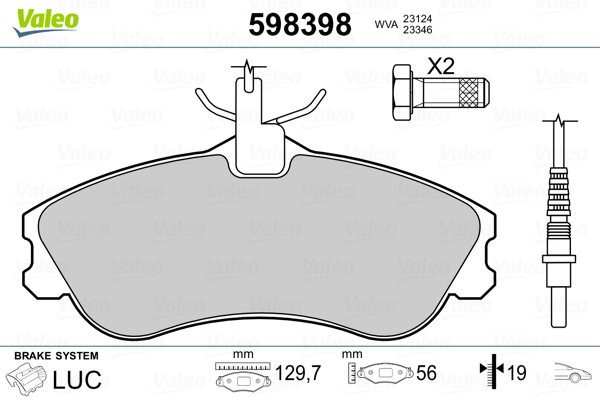 Placute frana VALEO 598398