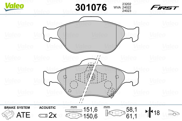 Placute frana VALEO 301076