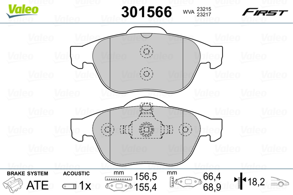 Placute frana VALEO 301566